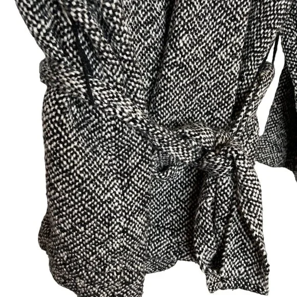 Eileen Fisher Textured Black/White Knit Belted Cardigan, M - Picture 5 of 7
